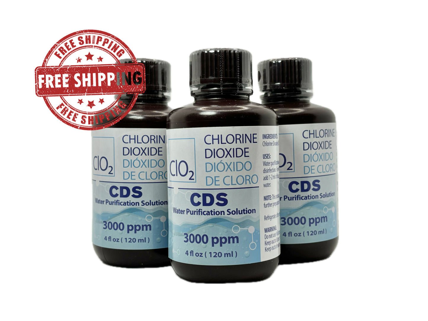 Gaia’s Choice CDS chlorine dioxide solution 3000ppm triple pack with 5ml syringes – free shipping